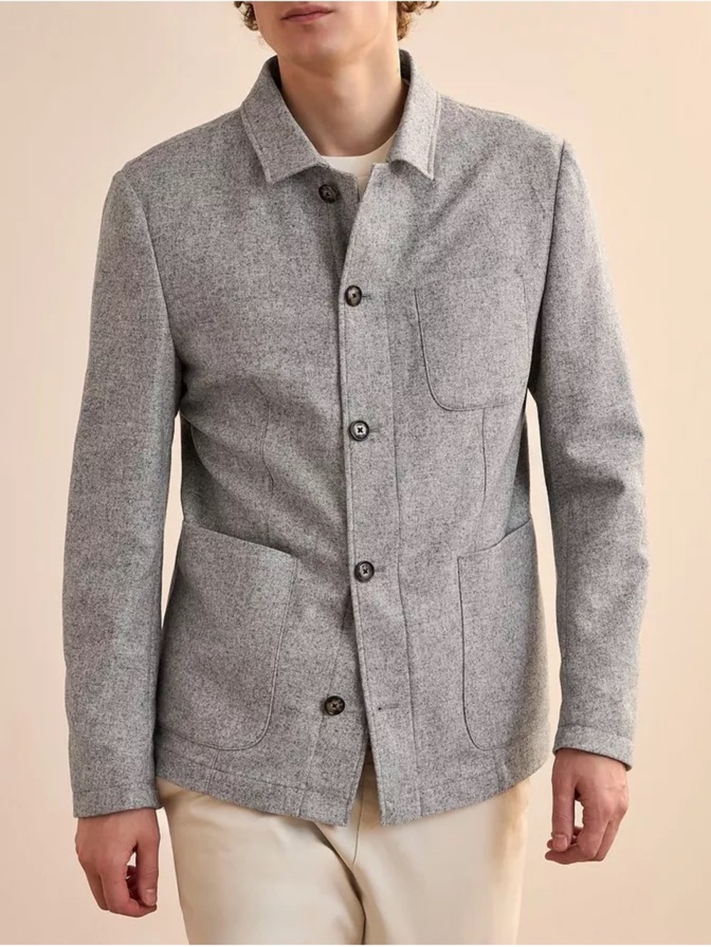 Stafford Men's Button Shirt Long Sleeve Linen Blend Large